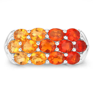 1.56 Carat Genuine Fire Opal .925 Sterling Silver Ring