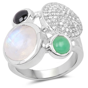 5.90 Carat Genuine Multi Stone .925 Sterling Silver Ring