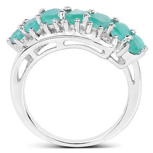 1.64 Carat Genuine Emerald Sterling Silver Ring