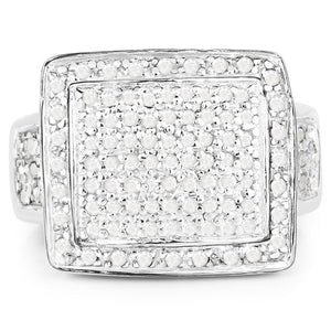0.61 Carat Genuine White Diamond .925 Sterling Silver Ring
