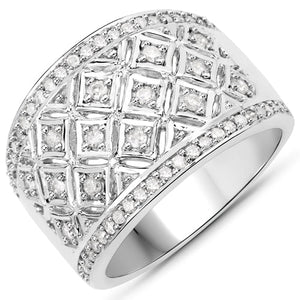 0.52 Carat Genuine White Diamond .925 Sterling Silver Ring