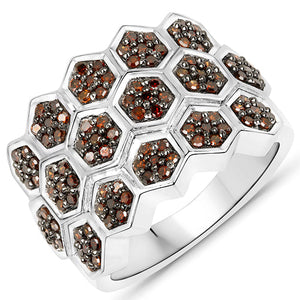 0.75 Carat Genuine Red Diamond .925 Sterling Silver Ring