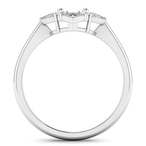 0.20 Carat Genuine White Diamond 14K White Gold Semi Mount Ring - holds 8x6mm Oval Gemstone