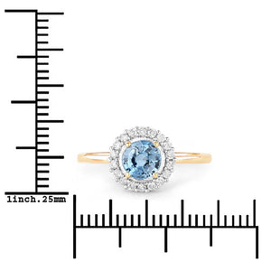 1.03 Carat Genuine Blue Sapphire and White Diamond 14K Yellow Gold Ring