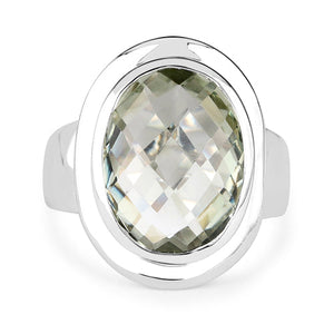 7.90 Carat Genuine Green Amethyst .925 Sterling Silver Ring