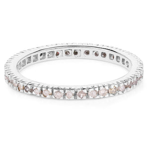 0.57 Carat Genuine Champagne Diamond .925 Sterling Silver Ring
