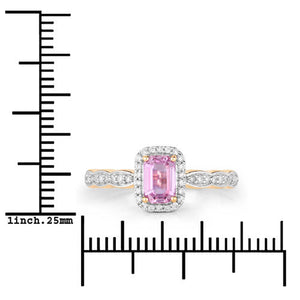 0.80 Carat Genuine Pink Sapphire and White Diamond 14K Yellow Gold Ring