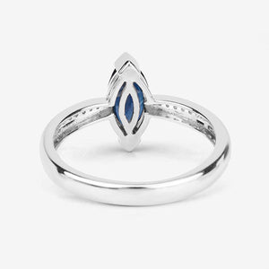 1.44 Carat Genuine Blue Sapphire and White Diamond 14K White Gold Ring