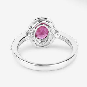 1.73 Carat Genuine Ruby and White Diamond 14K White Gold Ring
