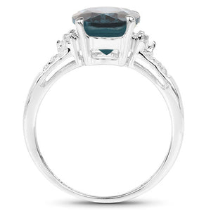 2.64 Carat Genuine London Blue Topaz and White Topaz .925 Sterling Silver Ring