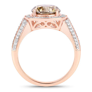 IGI Certified 3.01 Carat Genuine Brown Diamond Center and 0.52cttw White Diamond 18K Rose Gold Ring (3.53cttw)