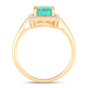 1.62 Carat Genuine Ethiopian Emerald and White Diamond 14K Yellow Gold Ring
