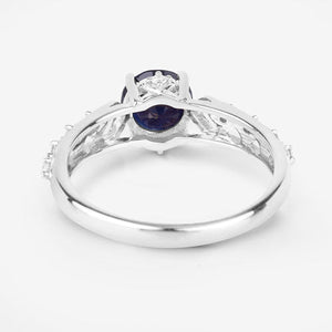 1.13 Carat Genuine Blue Sapphire and White Diamond 10K White Gold Ring