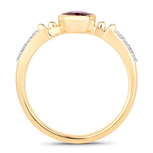 1.00 Carat Genuine Ruby and White Diamond 14K Yellow Gold Ring