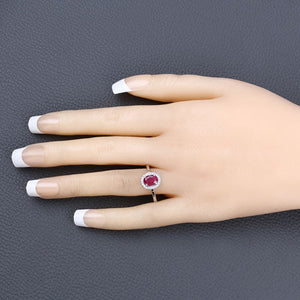 1.06 Carat Genuine Ruby and White Diamond 14K White Gold Ring