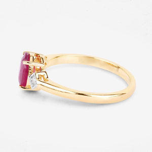1.22 Carat Genuine Ruby and White Diamond 14K Yellow Gold Ring