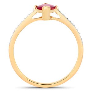 1.51 Carat Genuine Ruby and White Diamond 14K Yellow Gold Ring