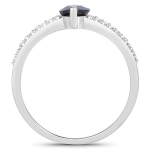 1.49 Carat Genuine Blue Sapphire and White Diamond 14K White Gold Ring