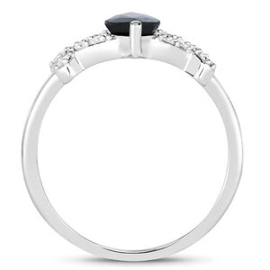 1.50 Carat Genuine Blue Sapphire and White Diamond 14K White Gold Ring