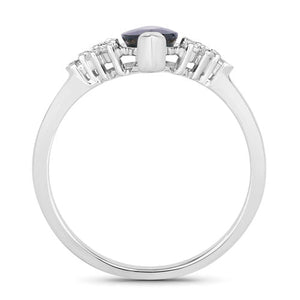 1.47 Carat Genuine Blue Sapphire and White Diamond 14K White Gold Ring