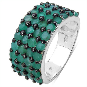 2.99 Carat Genuine Emerald .925 Sterling Silver Ring