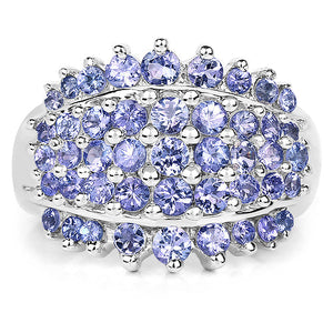 2.35 Carat Genuine Tanzanite .925 Sterling Silver Ring
