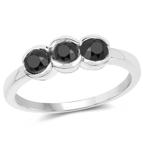 1.16 Carat Genuine Black Diamond .925 Sterling Silver Ring