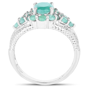 2.13 Carat Genuine Emerald .925 Sterling Silver Ring