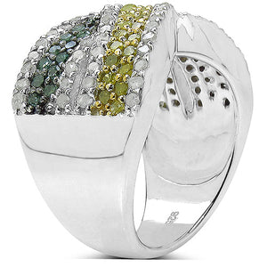 1.44 Carat Genuine Multi Diamond .925 Sterling Silver Ring