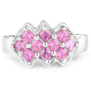 1.20 Carat Genuine Pink Sapphire .925 Sterling Silver Ring