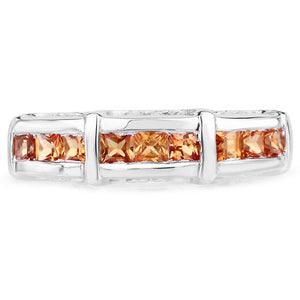 1.08 Carat Genuine Orange Sapphire .925 Sterling Silver Ring