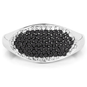 0.46 Carat Genuine Black Diamond and White Diamond .925 Sterling Silver Ring