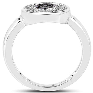 0.20 Carat Genuine Black Diamond and White Diamond .925 Sterling Silver Ring