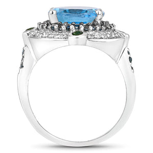 5.84 Carat Genuine Multi Stones .925 Sterling Silver Ring