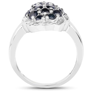 1.62 Carat Genuine Blue Sapphire .925 Sterling Silver Ring