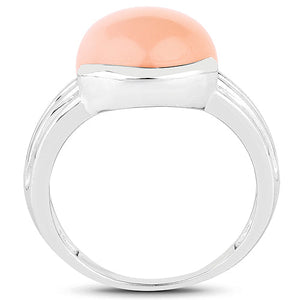 6.00 Carat Genuine Peach Moonstone .925 Sterling Silver Ring