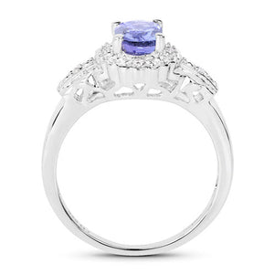 2.46 Carat Genuine Tanzanite and White Topaz .925 Sterling Silver 3 Piece Jewelry Set (Ring, Earrings, and Pendant w/ Chain)