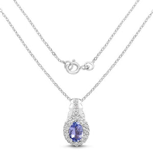 2.46 Carat Genuine Tanzanite and White Topaz .925 Sterling Silver 3 Piece Jewelry Set (Ring, Earrings, and Pendant w/ Chain)
