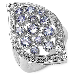 1.47 Carat Genuine Tanzanite .925 Sterling Silver Ring