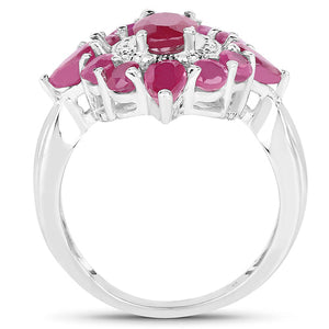 3.04 Carat Glass Filled Ruby .925 Sterling Silver Ring