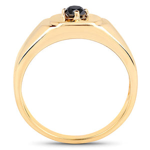 14K Yellow Gold Plated 0.20 Carat Genuine Black Diamond .925 Sterling Silver Ring