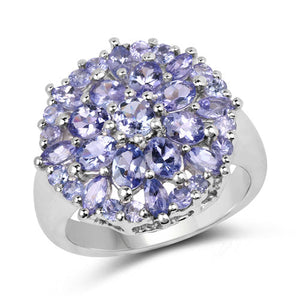 2.79 Carat Genuine Tanzanite .925 Sterling Silver Ring