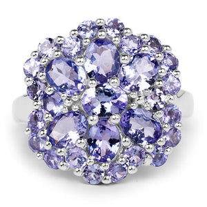 3.91 Carat Genuine Tanzanite .925 Sterling Silver Ring