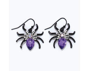 Bejeweled Purple Web Crawlers Earrings