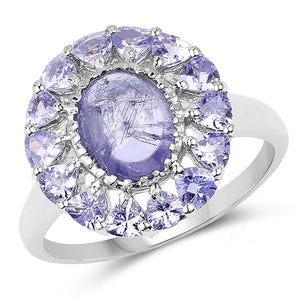 3.85 Carat Genuine Tanzanite .925 Sterling Silver Ring