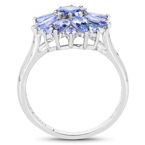 2.43 Carat Genuine Tanzanite .925 Sterling Silver Ring