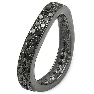 1.11 Carat Genuine Black Diamond .925 Sterling Silver Ring