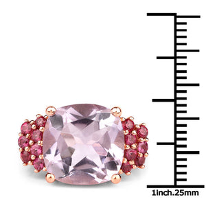 5.90 Carat Genuine Pink Amethyst and Rhodolite .925 Sterling Silver Ring