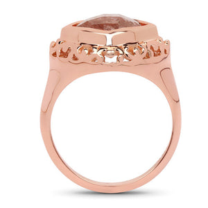 14K Rose Gold Plated 3.25 Carat Genuine Pink Rutile .925 Sterling Silver Ring