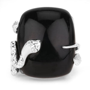 21.04 Carat Genuine Black Onyx and White Topaz .925 Sterling Silver Ring